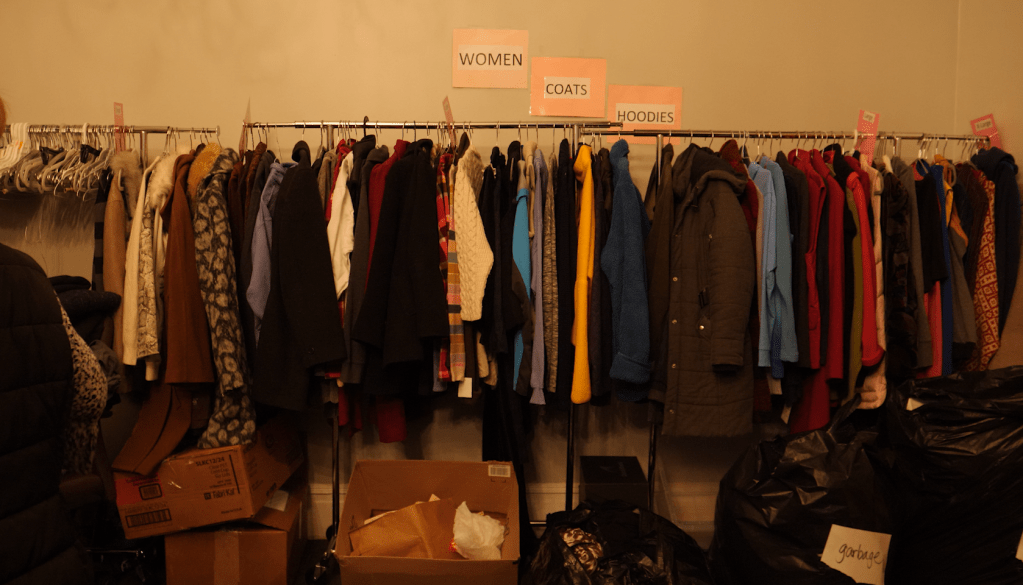 Donated clothing storage room. Photo by Samyuktha Sridhar