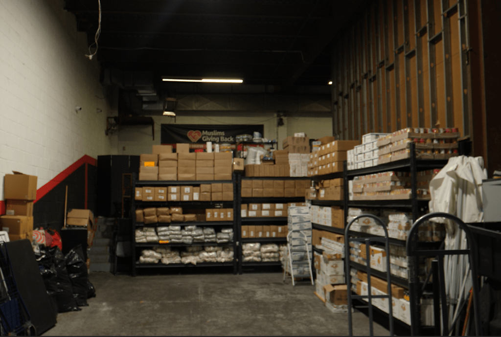 Food storage room at Muslims Giving Back. Photo by Samyuktha Sridhar